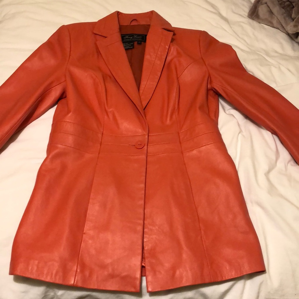 Vintage 90’s coral leather blazer